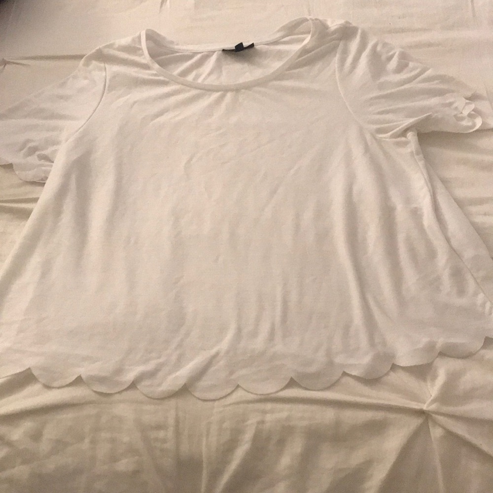 White Topshop Scalloped top